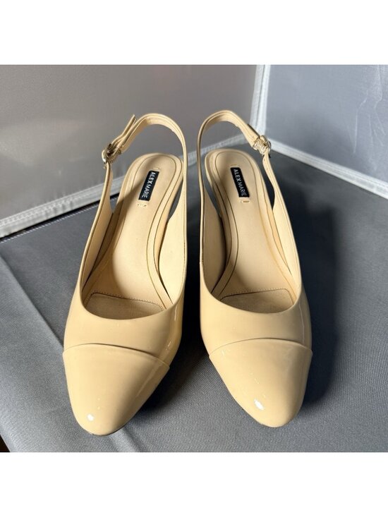Alex Marie Shoes - Alex Marie Nude Patent Leather Cap Toe Slingback Pumps Size 8M